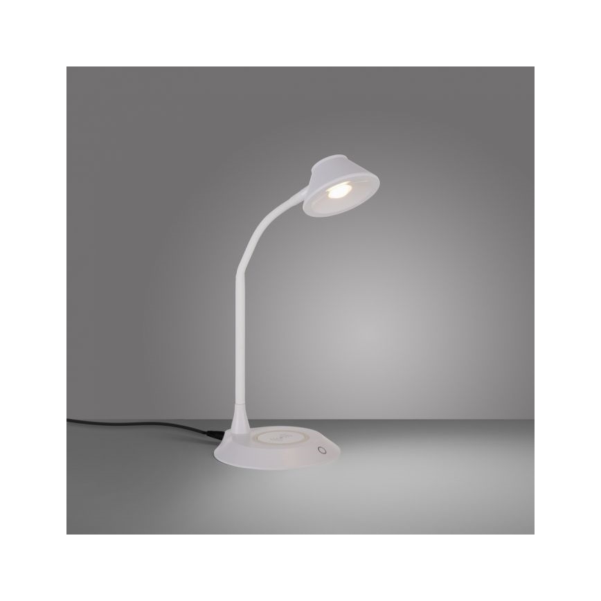 JUST LIGHT. 14414-16 - LED stmievateľná flexibilná dotyková stolná lampa s bezdrôtovým nabíjaním PUCKI LED/4,5W/230V biela