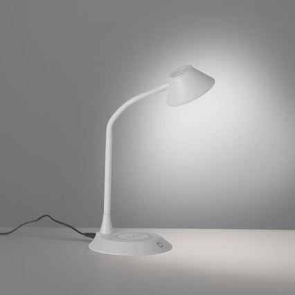 JUST LIGHT. 14414-16 - LED stmievateľná flexibilná dotyková stolná lampa s bezdrôtovým nabíjaním PUCKI LED/4,5W/230V biela