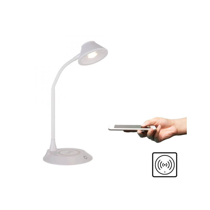 JUST LIGHT. 14414-16 - LED stmievateľná flexibilná dotyková stolná lampa s bezdrôtovým nabíjaním PUCKI LED/4,5W/230V biela