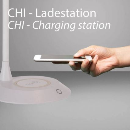 JUST LIGHT. 14414-16 - LED stmievateľná flexibilná dotyková stolná lampa s bezdrôtovým nabíjaním PUCKI LED/4,5W/230V biela