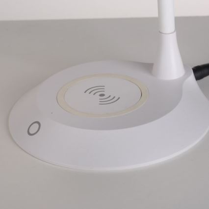 JUST LIGHT. 14414-16 - LED stmievateľná flexibilná dotyková stolná lampa s bezdrôtovým nabíjaním PUCKI LED/4,5W/230V biela