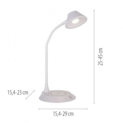JUST LIGHT. 14414-16 - LED stmievateľná flexibilná dotyková stolná lampa s bezdrôtovým nabíjaním PUCKI LED/4,5W/230V biela