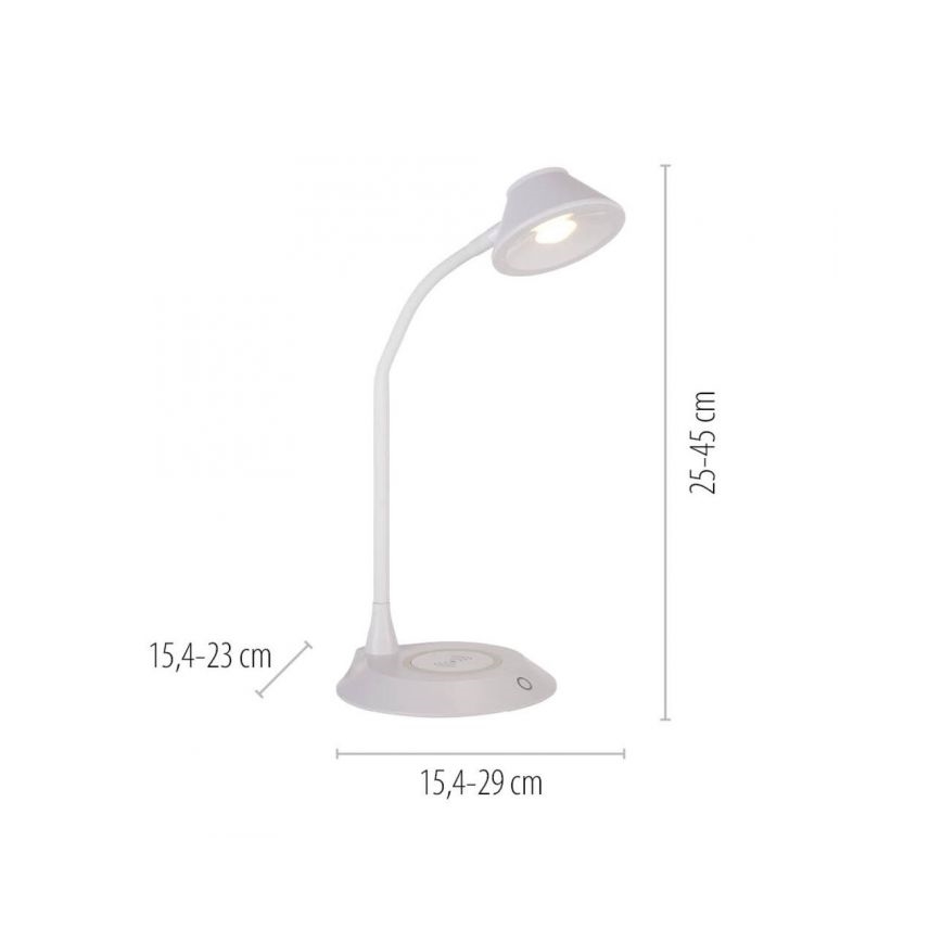 JUST LIGHT. 14414-16 - LED stmievateľná flexibilná dotyková stolná lampa s bezdrôtovým nabíjaním PUCKI LED/4,5W/230V biela