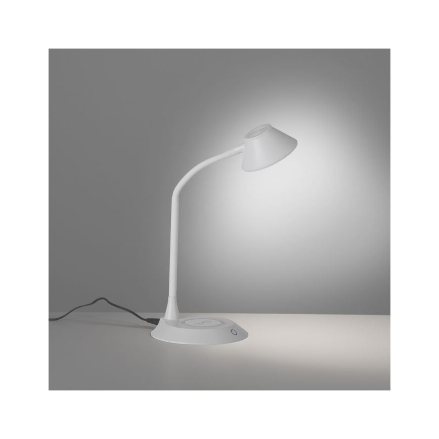 JUST LIGHT. 14414-16 - LED Stmievateľná flexibilná dotyková stolná lampa s bezdrôtovým nabíjaním PUCKI LED/4,5W/230V biela