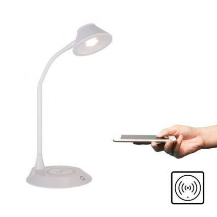 JUST LIGHT. 14414-16 - LED Stmievateľná flexibilná dotyková stolná lampa s bezdrôtovým nabíjaním PUCKI LED/4,5W/230V biela
