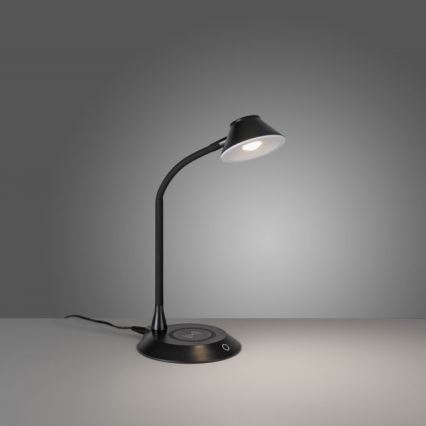 JUST LIGHT. 14414-18 - Dimmovateľná flexibilná dotyková stolná lampa s bezdrôtovým nabíjaním PUCKI LED/4,5W/230V čierna