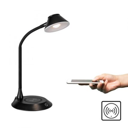 JUST LIGHT. 14414-18 - Dimmovateľná flexibilná dotyková stolná lampa s bezdrôtovým nabíjaním PUCKI LED/4,5W/230V čierna