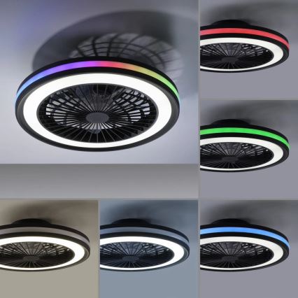 JUST LIGHT. 14649-18 - LED RGBW Stmievaťelný stropný ventilátor so svetlom BRANDON LED/36W/230V 2700-5000K pr. 46,5 cm čierna + diaľkové ovládanie