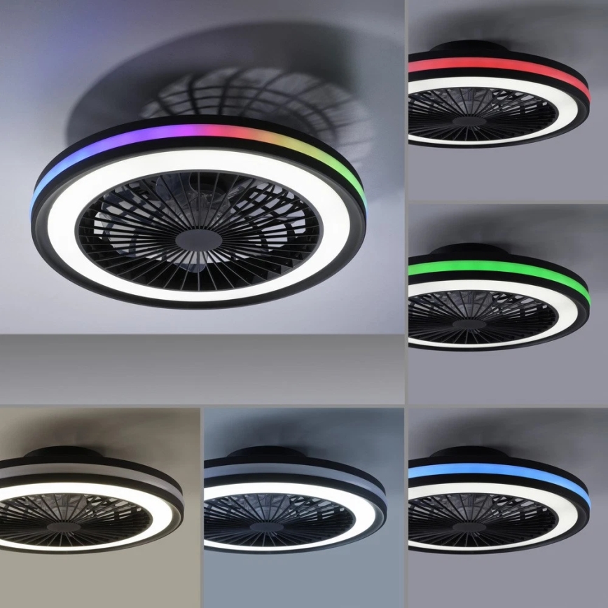 JUST LIGHT. 14649-18 - LED RGBW Stmievaťelný stropný ventilátor so svetlom BRANDON LED/36W/230V 2700-5000K pr. 46,5 cm čierna + diaľkové ovládanie