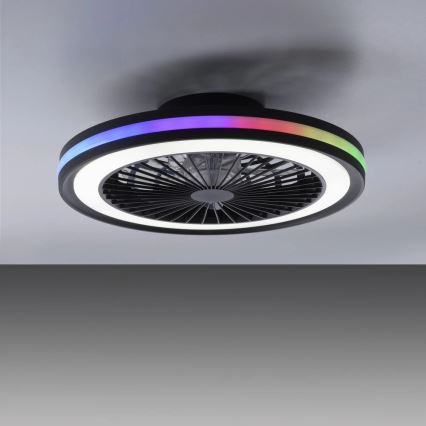 JUST LIGHT. 14649-18 - LED RGBW Stmievaťelný stropný ventilátor so svetlom BRANDON LED/36W/230V 2700-5000K pr. 46,5 cm čierna + diaľkové ovládanie