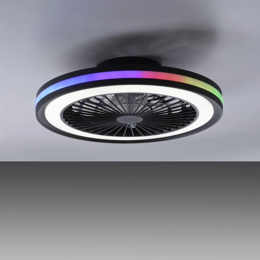 JUST LIGHT. 14649-18 - LED RGBW Stmievaťelný stropný ventilátor so svetlom BRANDON LED/36W/230V 2700-5000K pr. 46,5 cm čierna + diaľkové ovládanie