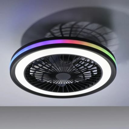 JUST LIGHT. 14649-18 - LED RGBW Stmievaťelný stropný ventilátor so svetlom BRANDON LED/36W/230V 2700-5000K pr. 46,5 cm čierna + diaľkové ovládanie