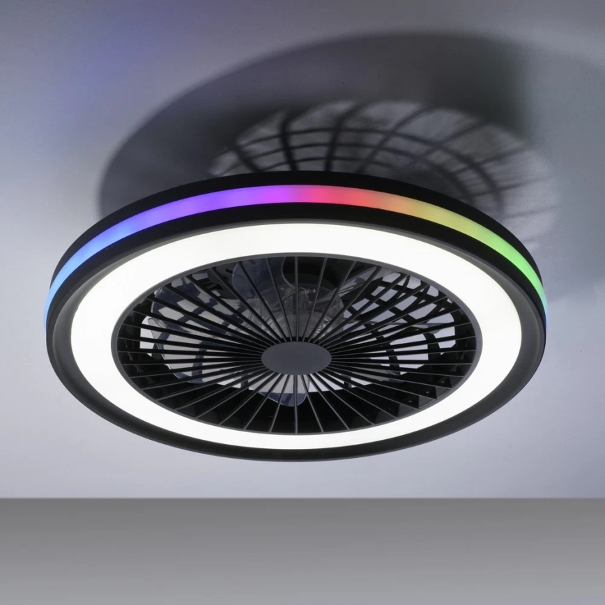 JUST LIGHT. 14649-18 - LED RGBW Stmievaťelný stropný ventilátor so svetlom BRANDON LED/36W/230V 2700-5000K pr. 46,5 cm čierna + diaľkové ovládanie