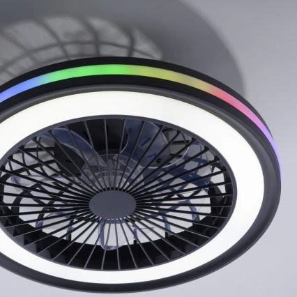 JUST LIGHT. 14649-18 - LED RGBW Stmievaťelný stropný ventilátor so svetlom BRANDON LED/36W/230V 2700-5000K pr. 46,5 cm čierna + diaľkové ovládanie