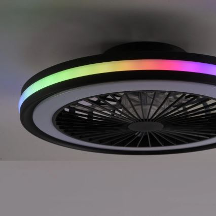 JUST LIGHT. 14649-18 - LED RGBW Stmievaťelný stropný ventilátor so svetlom BRANDON LED/36W/230V 2700-5000K pr. 46,5 cm čierna + diaľkové ovládanie
