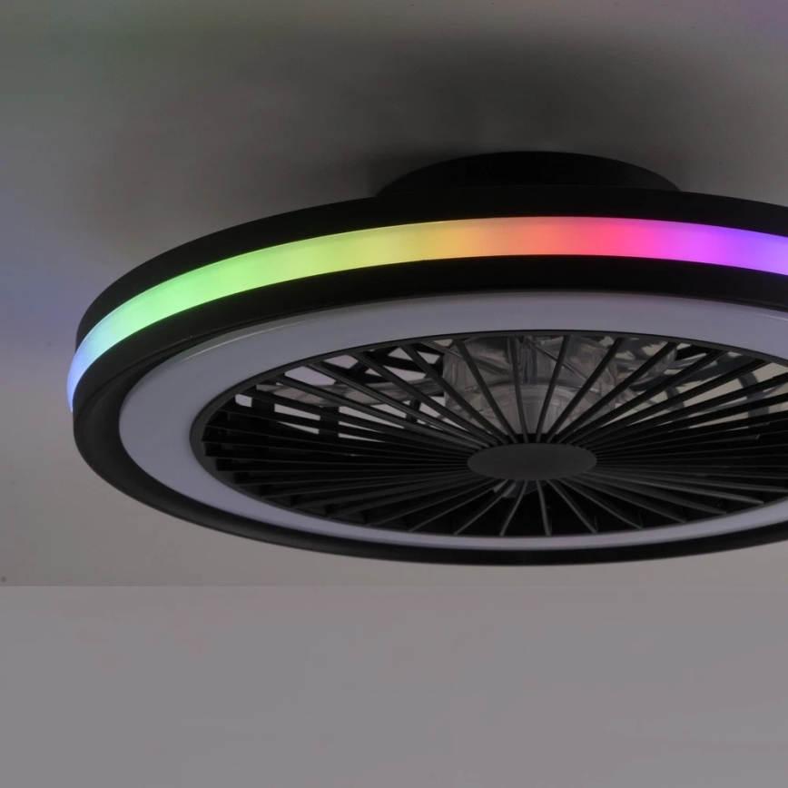 JUST LIGHT. 14649-18 - LED RGBW Stmievaťelný stropný ventilátor so svetlom BRANDON LED/36W/230V 2700-5000K pr. 46,5 cm čierna + diaľkové ovládanie