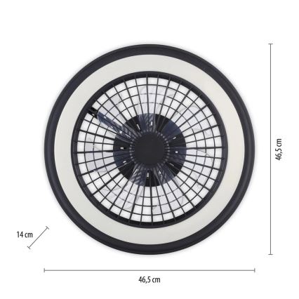 JUST LIGHT. 14649-18 - LED RGBW Stmievaťelný stropný ventilátor so svetlom BRANDON LED/36W/230V 2700-5000K pr. 46,5 cm čierna + diaľkové ovládanie