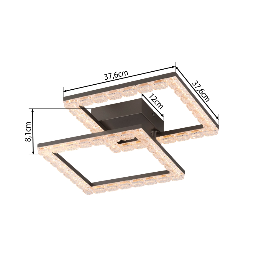 JUST LIGHT. 14732-18 - LED Stropné svietidlo GLITRA LED/17,5W/230V 37,6x37,6 cm čierna