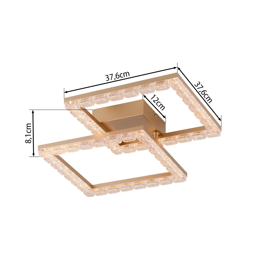 JUST LIGHT. 14732-60 - LED stropné svietidlo GLITRA LED/17,5W/230V 37,6x37,6 cm zlaté