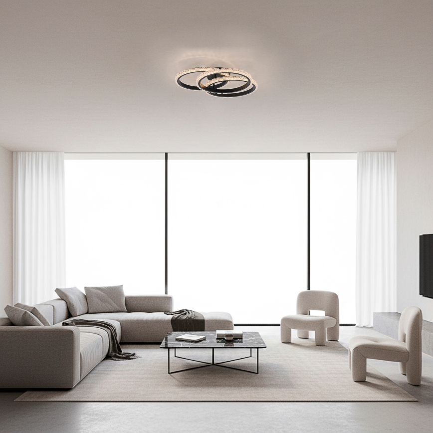 JUST LIGHT. 14734-18 - LED Stropné svietidlo GLITRA LED/37W/230V priemer 50 cm čierna