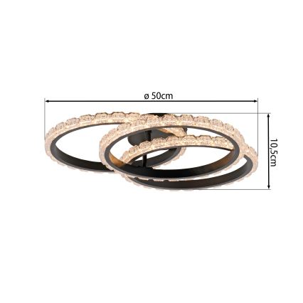 JUST LIGHT. 14734-18 - LED Stropné svietidlo GLITRA LED/37W/230V priemer 50 cm čierna