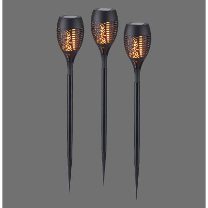 JUST LIGHT. 19106-18-3 - SADA 3x LED Solárne svietidlo FACKEL LED/0,24W/1,2V 200 mAh IP44 čierna