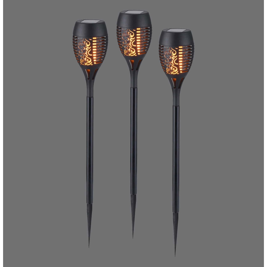 JUST LIGHT. 19106-18-3 - SADA 3x LED Solárne svietidlo FACKEL LED/0,24W/1,2V 200 mAh IP44 čierna