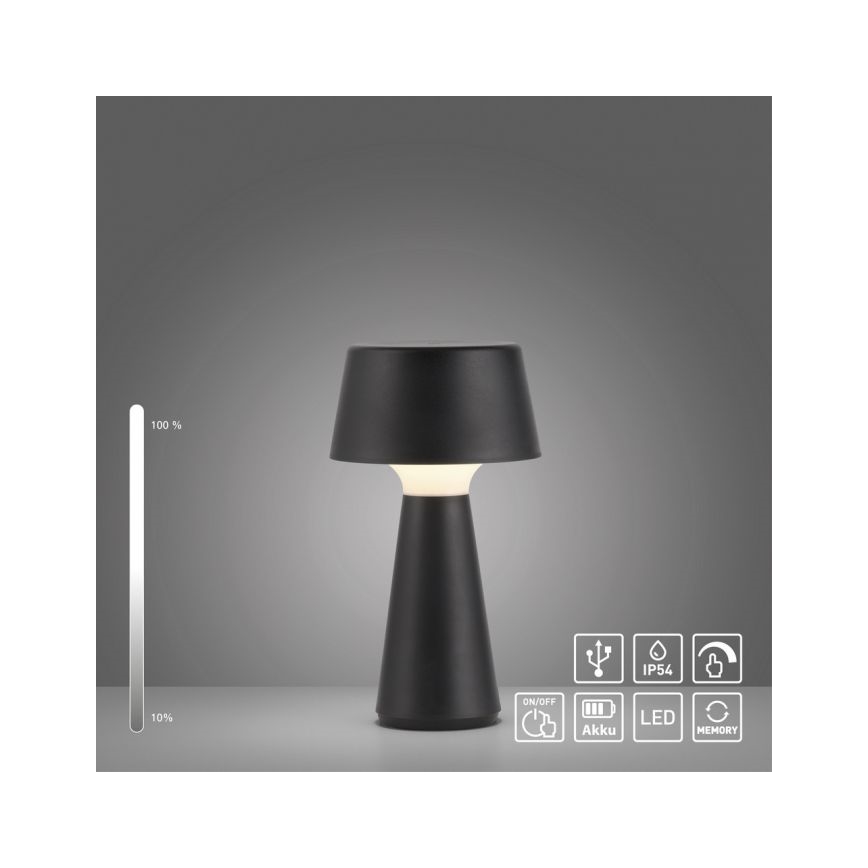 JUST LIGHT. 19260-18 - LED Stmievateľná dotyková vonkajší lampa ABERA LED/3W/3,7V 2000 mAh USB IP54 čierna