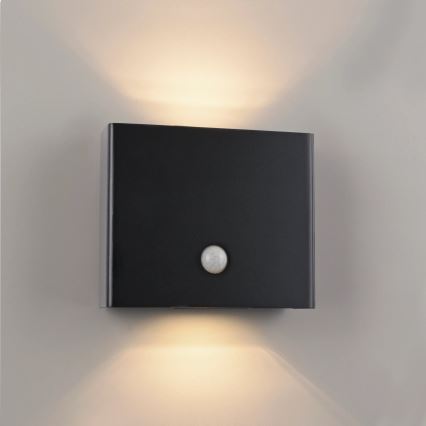 JUST LIGHT. 19471-18 - LED Vonkajšie nástenné svietidlo so senzorom AMIN 2xLED/1,25W/3,7V 4400mAh IP44 čierna
