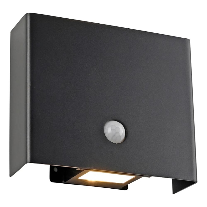 JUST LIGHT. 19471-18 - LED Vonkajšie nástenné svietidlo so senzorom AMIN 2xLED/1,25W/3,7V 4400mAh IP44 čierna