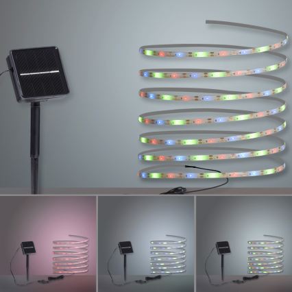 JUST LIGHT. 19971-18 - LED RGB solárny pás TEANIA LED/3,7V 5 m 1200 mAh IP44 čierna