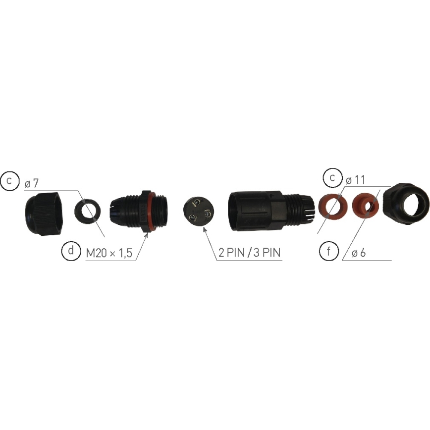 Káblová spojka CSJ 250V/16A IP68 3x1,5 mm²