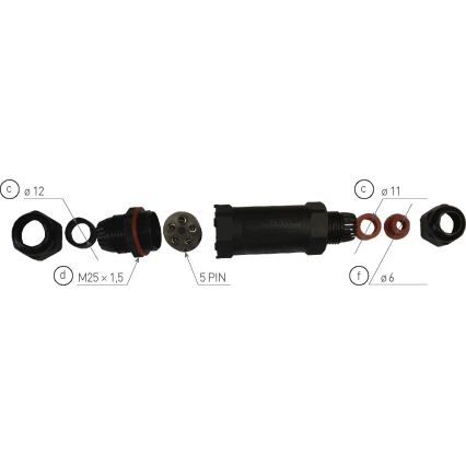 Káblová spojka CSJ 250V/16A IP68 5x1,5 mm²