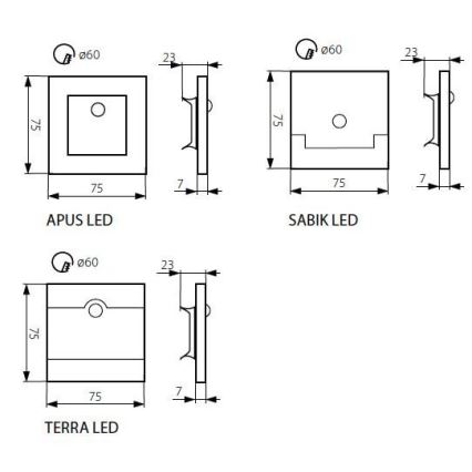 LED Schodiskové svietidlo TERRA so senzorom LED/0,8W/12V 6500K