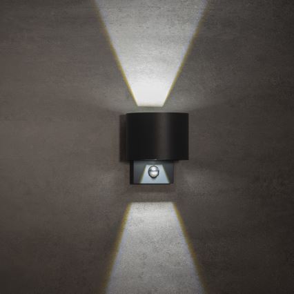 LED vonkajšie nástenné svietidlo so senzorom REKA LED/7W/230V IP54, antracitové, okrúhle