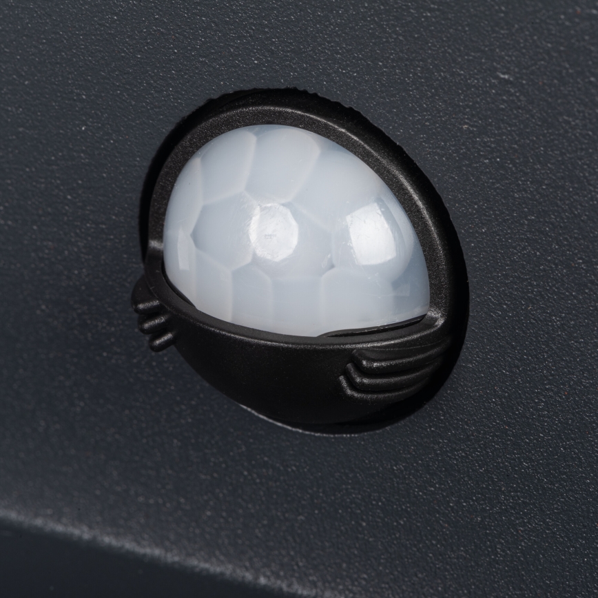 LED vonkajšie nástenné svietidlo so senzorom REKA LED/7W/230V IP54, antracitové, okrúhle