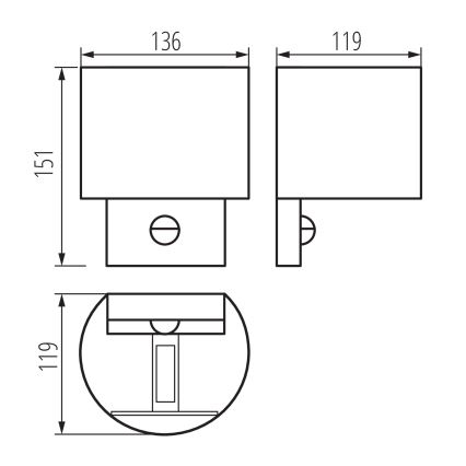 LED vonkajšie nástenné svietidlo so senzorom REKA LED/7W/230V IP54, antracitové, okrúhle