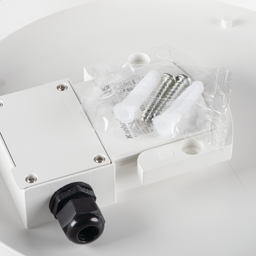 LED Technické stropné svietidlo so senzorom pohybu IPER LED/19W/230V IK10 IP65 guľatý biela