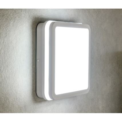 LED Vonkajšie stropné svietidlo so senzorom pohybu BENO LED/12/18W/230V 3000/3500/4000K IP65 biela hranatý