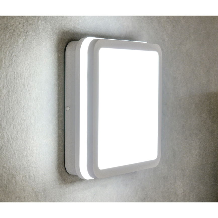 LED Vonkajšie stropné svietidlo so senzorom pohybu BENO LED/12/18W/230V 3000/3500/4000K IP65 biela hranatý