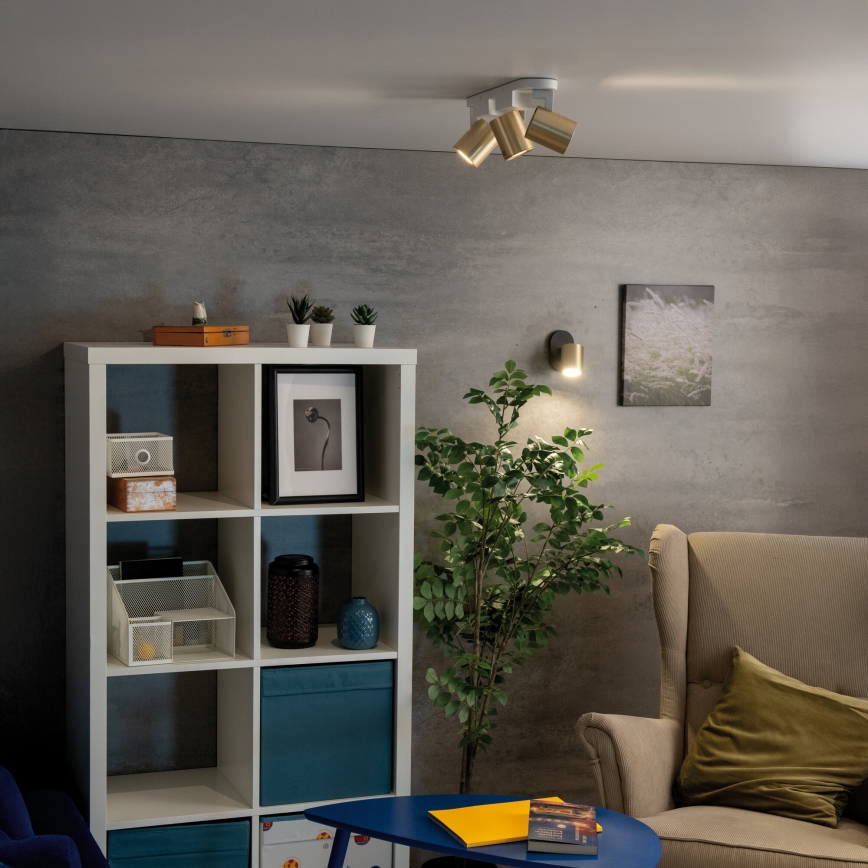 Nástenné bodové svietidlo LAURIN 1xGU10/10W/230V mosadz/čierna