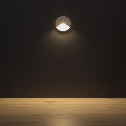 LED schodiskové svietidlo s pohybovým a súmrakovým senzorom EXIN LED/2,5W/230V 3000K IP65 biele, okrúhle
