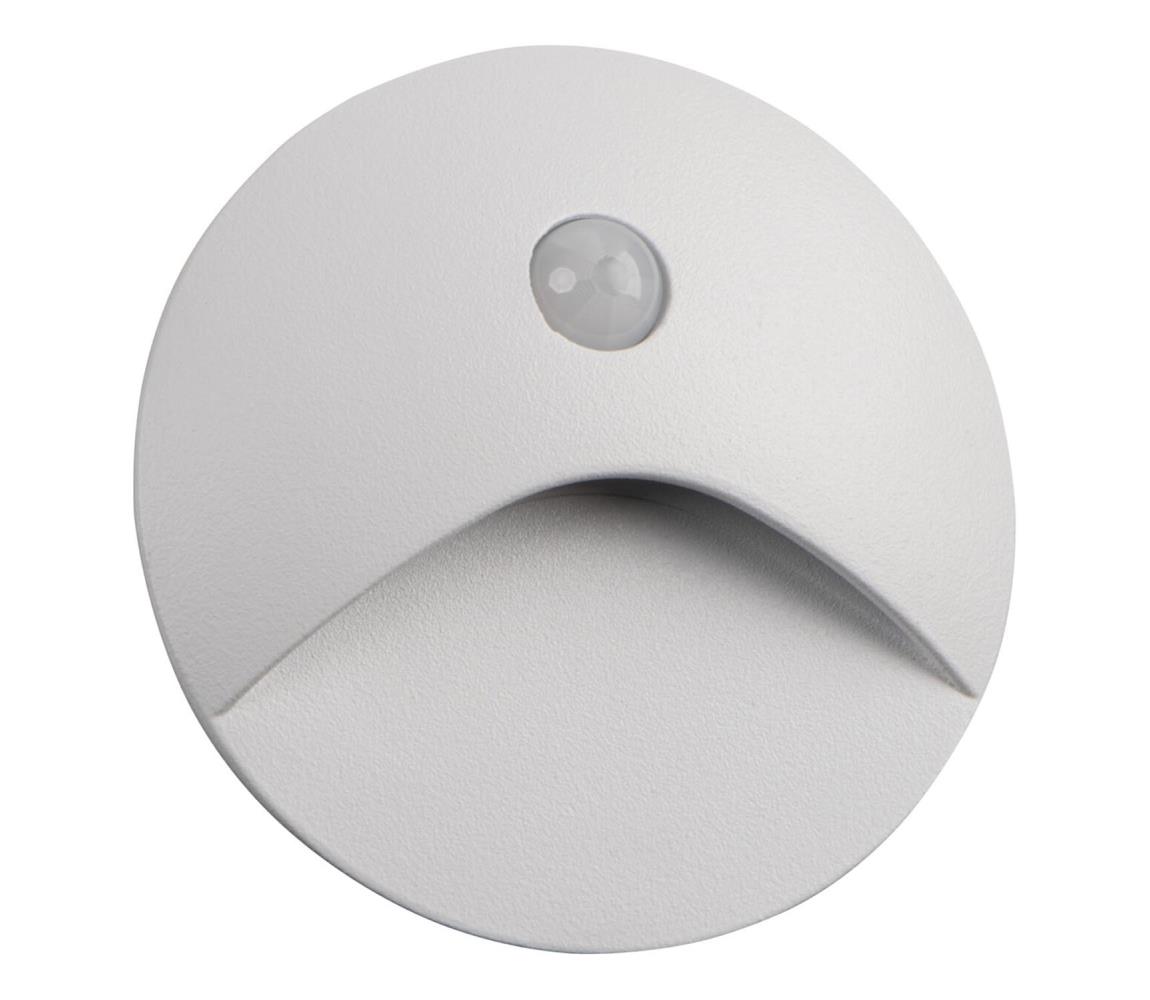 39135 - LED schodové svietidlo EXIN so senzorom, 2,5W/230V, 4000K, IP65, biele, okrúhle 39135