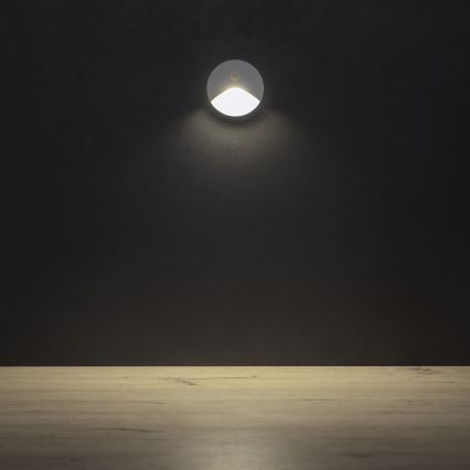 LED svietidlo na schodisko so senzorom pohybu a súmraku EXIN LED/2,5W/230V 4000K IP65 biele okrúhle