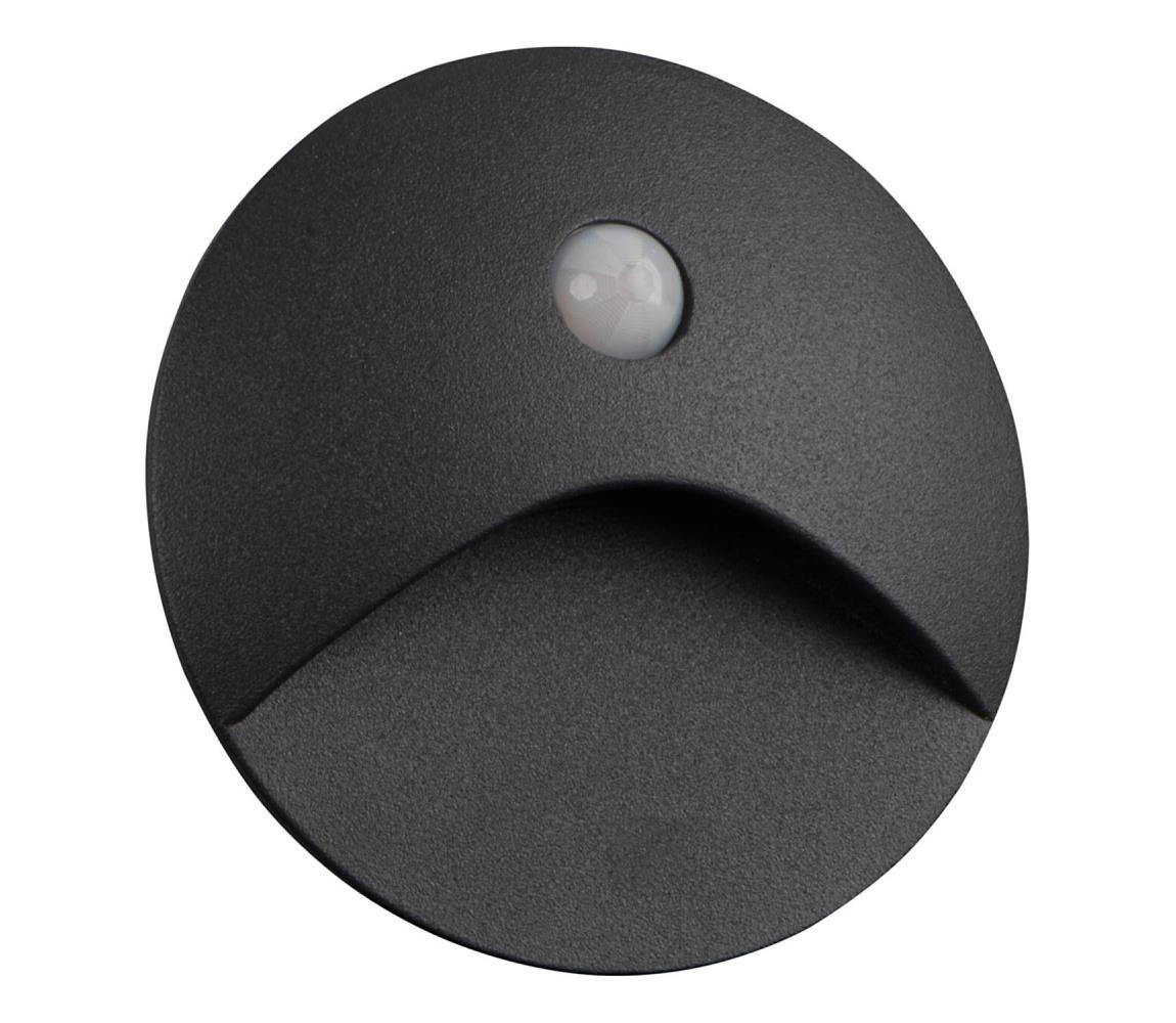 39137 - LED schodové svietidlo EXIN so senzorom 2,5W/230V 4000K IP65 antracitové, okrúhle 39137