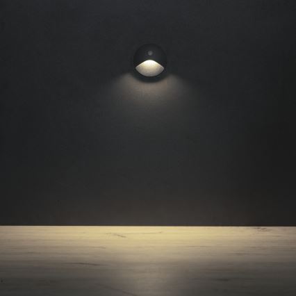 LED schodiskové svietidlo so senzorom pohybu a súmraku EXIN LED/2,5W/230V 4000K IP65 antracitové, guľaté