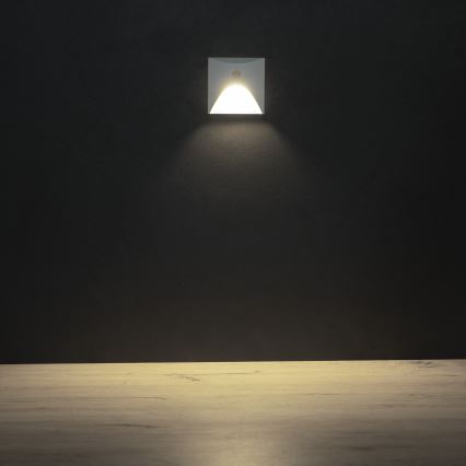 LED schodiskové svietidlo so snímačom pohybu a súmraku EXIN LED/2,5W/230V 4000K IP65 biele hranaté