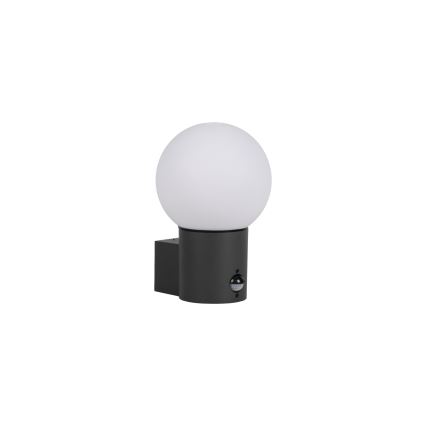 Vonkajšia nástenná lampa so senzorom pohybu a súmraku STONO 1xE27/15W/230V IP65 antracit