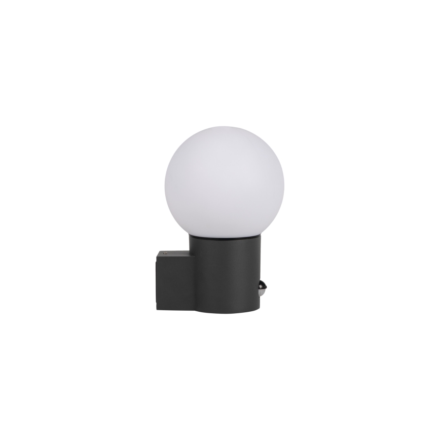 Vonkajšia nástenná lampa so senzorom pohybu a súmraku STONO 1xE27/15W/230V IP65 antracit