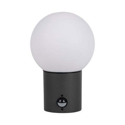 Vonkajšia nástenná lampa so senzorom pohybu a súmraku STONO 1xE27/15W/230V IP65 antracit